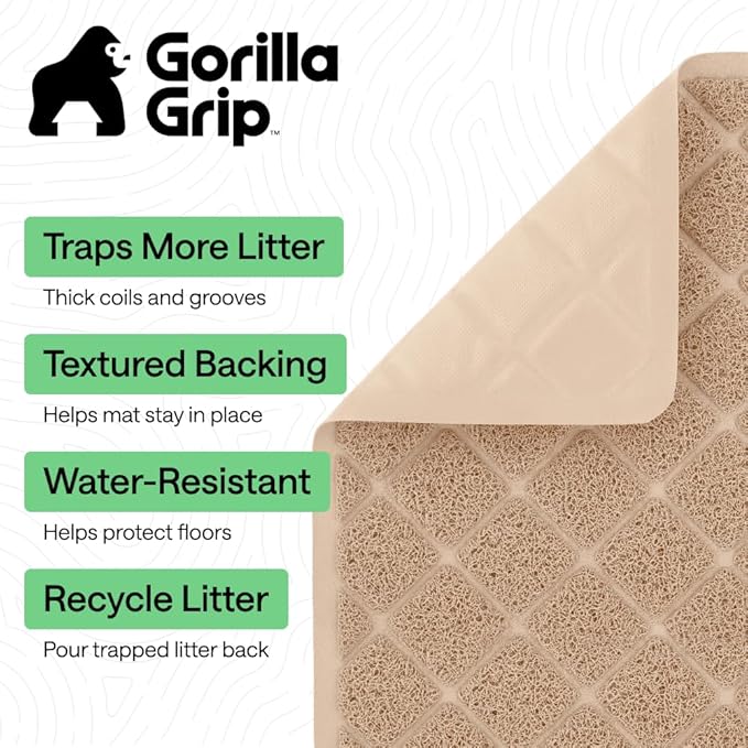 GORILLA GRIP Cat Litter Box Mat, Cushioned Coil Mesh Litter Trapping Mats - Image 2