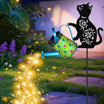Black Cat Solar Watering Can Lights, Birthday Gifts by yulloyello