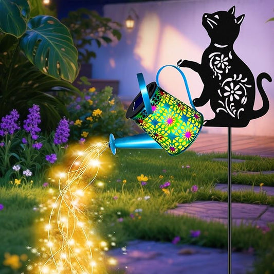 Black Cat Solar Watering Can Lights, Birthday Gifts by yulloyello