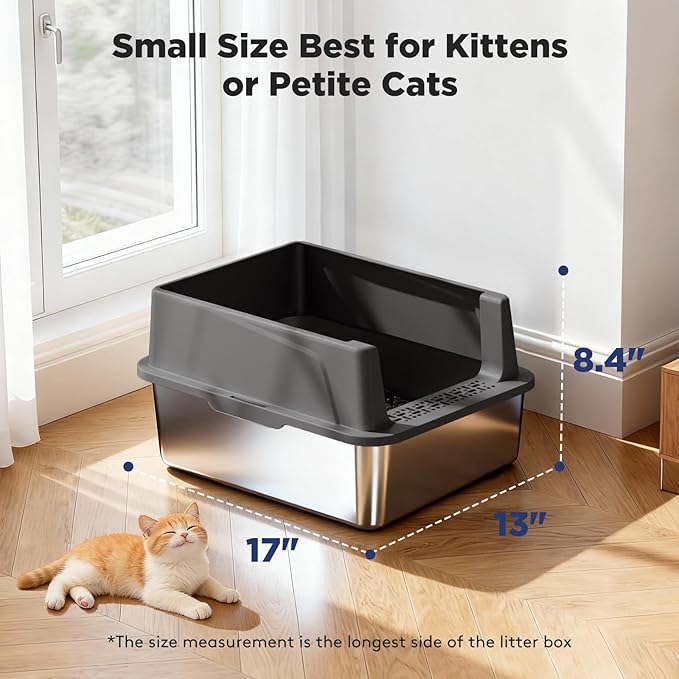 FURTIME 2 Pack Stainless Steel Cat Litter Box - Image 3
