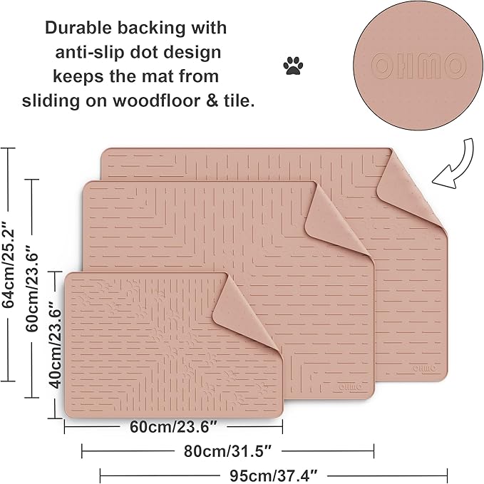 OHMO Cat Litter Mat XXL Trapping Mat Premium Silicone Rubber 37.5x25.2 Coral - Image 5