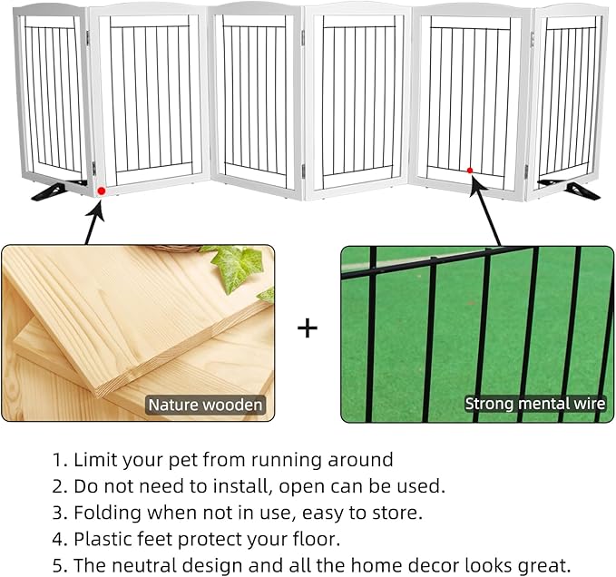 ZJSF Freestanding Dog Fence Indoor, Foldable Dog Gate - Image 6