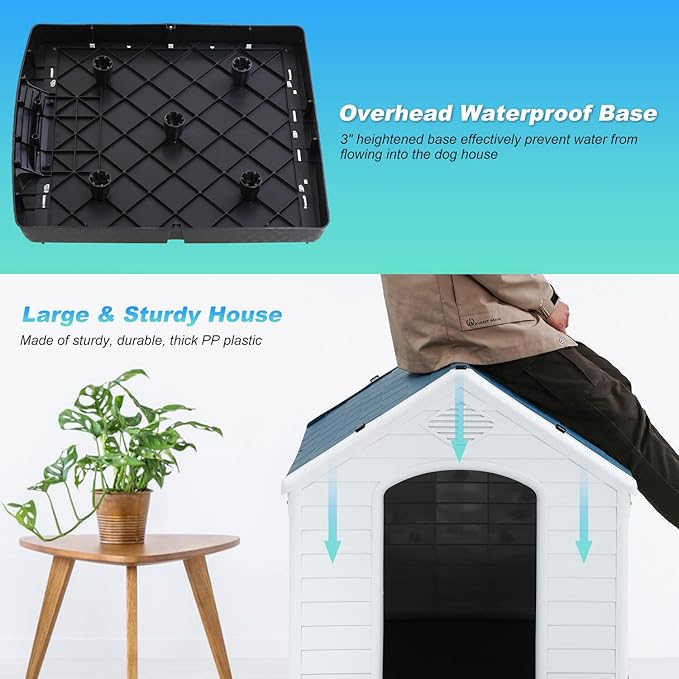 FDW Dog House Indoor Outdoor Durable Ventilate Waterproof Pet Plastic Dog House - Image 7