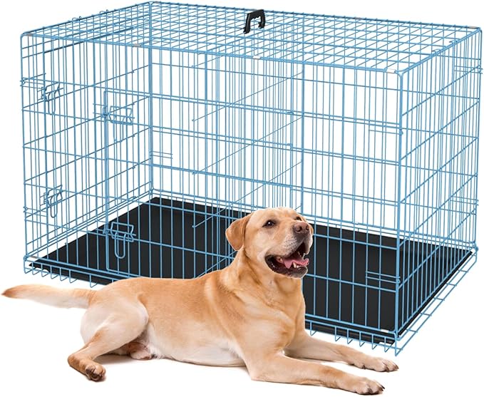 BestPet | Dog Crate | 36" | Blue | Foldable Metal Kennel by BestPet