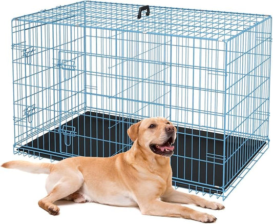 BestPet | Dog Crate | 36" | Blue | Foldable Metal Kennel by BestPet