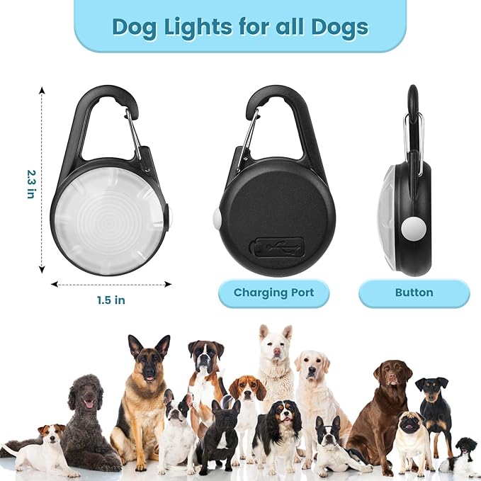 2Pack Dog Lights for Night Walking Dog Collar Light Clip on Rechargeable Glow - Image 6
