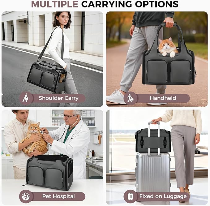 Dog, Cat Carrier for Pets Up to 12 Lbs, Airline Approved Collapsible Soft-Sided - Image 6