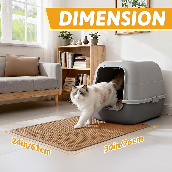 Pieviev Cat Litter Mat Double Layer Waterproof Urine Proof Trapping Mat 1 Pack - Image 2