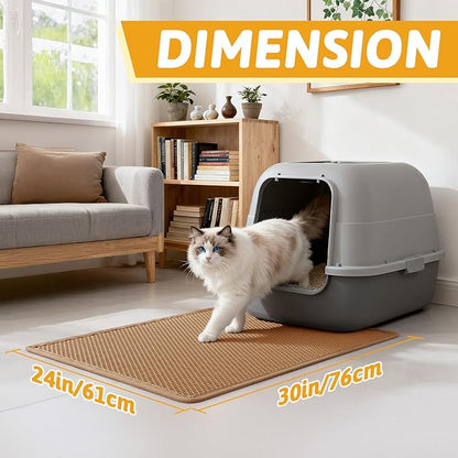 Pieviev Cat Litter Mat Double Layer Waterproof Urine Proof Trapping Mat 1 Pack - Image 2