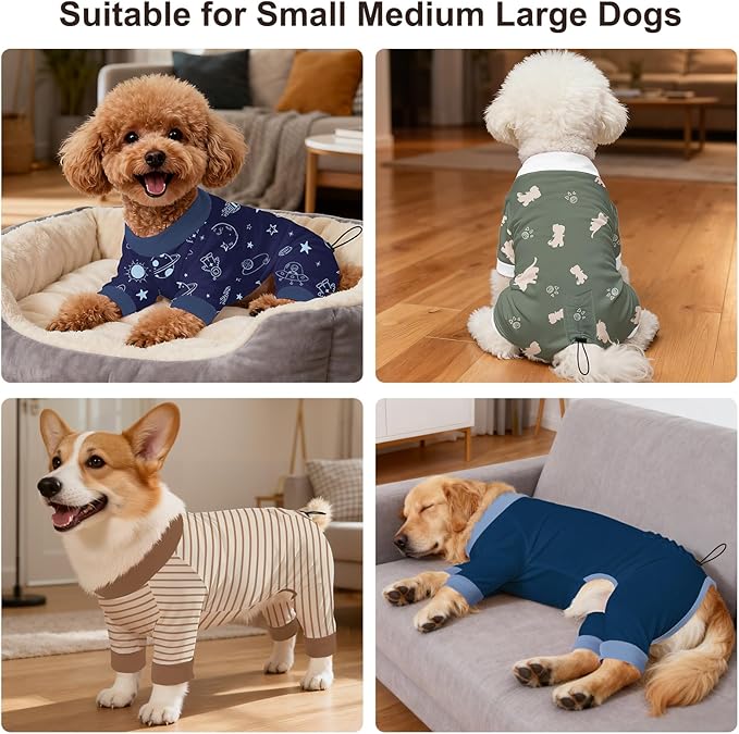 Bienbee Dog Pajamas, 4 Pack Dog Recovery Suit Shedding Suit Cute Soft Puppy - Image 3