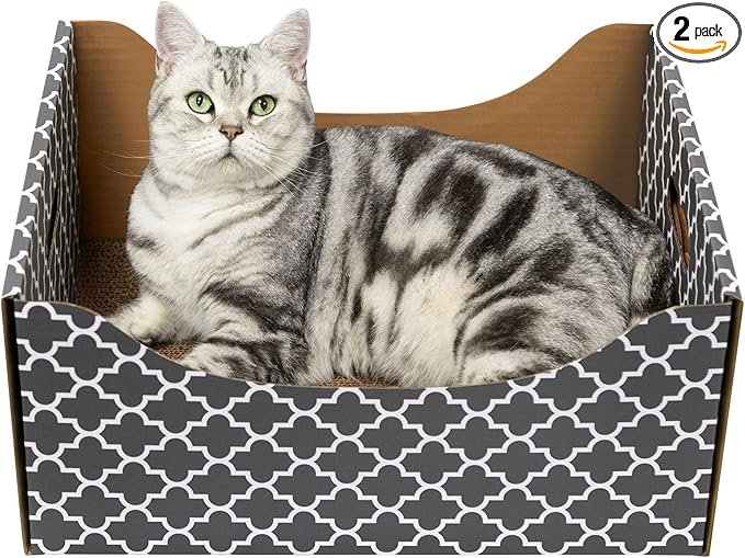 Cardboard Cat Scratcher Box, Heavy Duty Cat Scratcher Bed by WDZZHOT