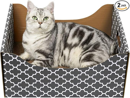 Cardboard Cat Scratcher Box, Heavy Duty Cat Scratcher Bed by WDZZHOT
