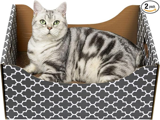 Cardboard Cat Scratcher Box, Heavy Duty Cat Scratcher Bed by WDZZHOT