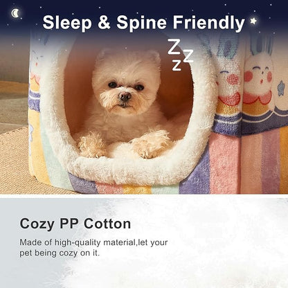 JIUPETY Cute Small Dog House Indoor, Foldable House Kennel Bed Mat - Image 3