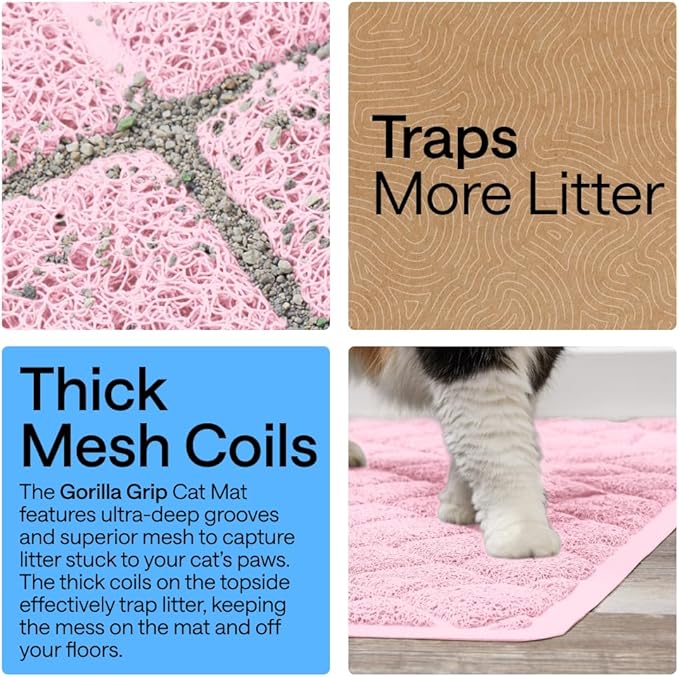 GORILLA GRIP Cat Litter Box Mat, Cushioned Coil Mesh Litter Trapping Mats - Image 3