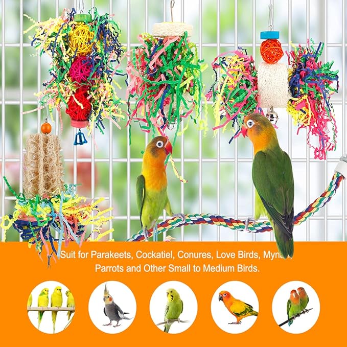 Bird Shredding Foraging Toys Parakeet Toy Chewing Hanging Toy Shredded Paper - Image 5