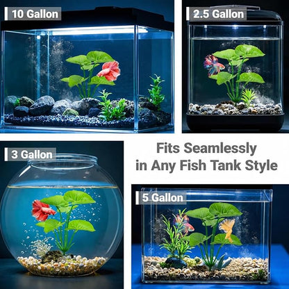 Aquarium Plants Betta Fish Tanks Decor 6-in Soft Aquarium Decorations Silk Fish - Image 2