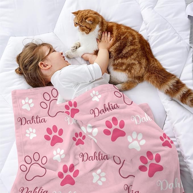 Personalized Dog Blankets with Name, Custom Paw Print Blanket - Image 4