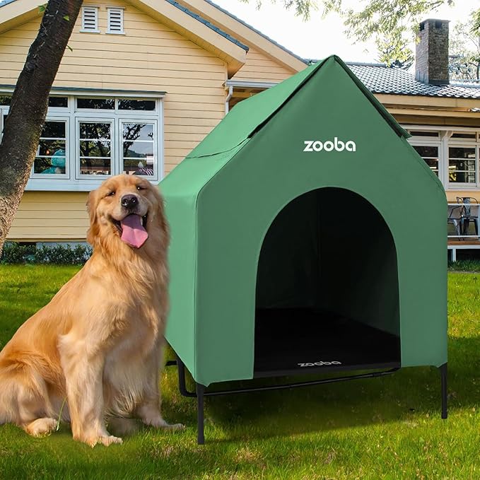 Zooba 48" XL Outdoor Dog House – Weatherproof Elevated Pet Shelter, Breathable by Zooba