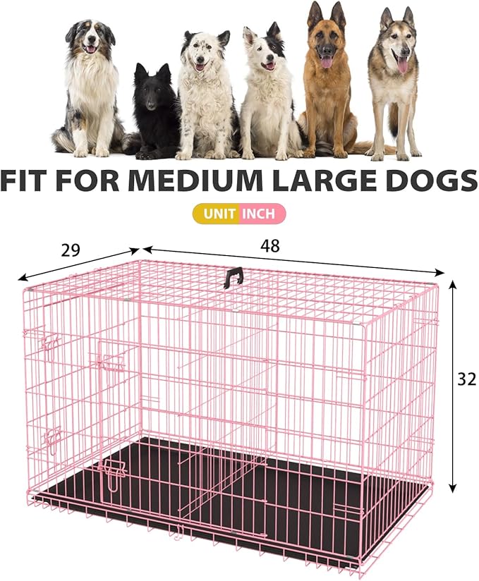 BestPet | Dog Crate | 48" | Pink | Foldable Metal Kennel - Image 7