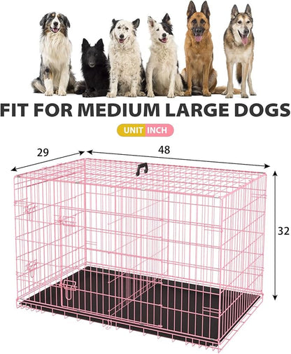BestPet | Dog Crate | 48" | Pink | Foldable Metal Kennel - Image 7