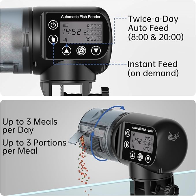 AQQA Automatic Fish Feeder for Aquarium, 200ML Large Capacity Fish Food - Image 2