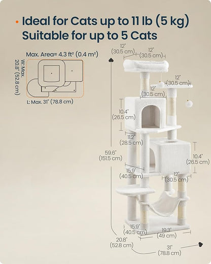 SONGMICS HOME Cat Tree for Indoor Cats, Hammock and Condo - Image 5