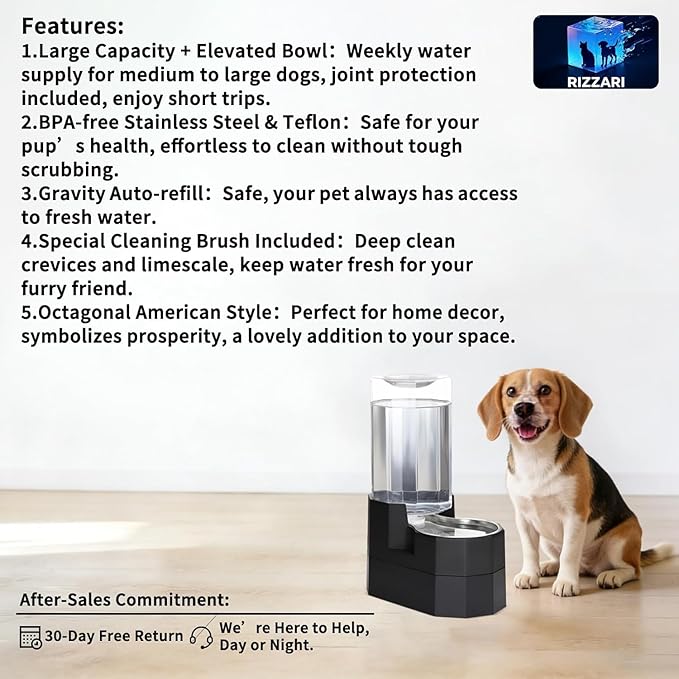 Sfozstra Black 8L Raised Gravity Pet Water Dispenser - Image 2
