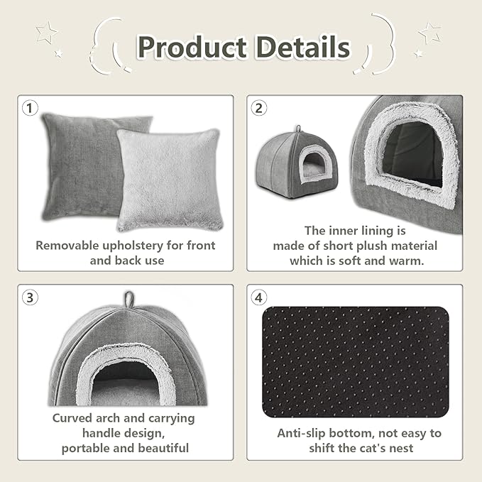Cat Bed Cave-Cat Beds for Indoor Cats, Kittens and Small Pets, Soft and Warm - Image 4