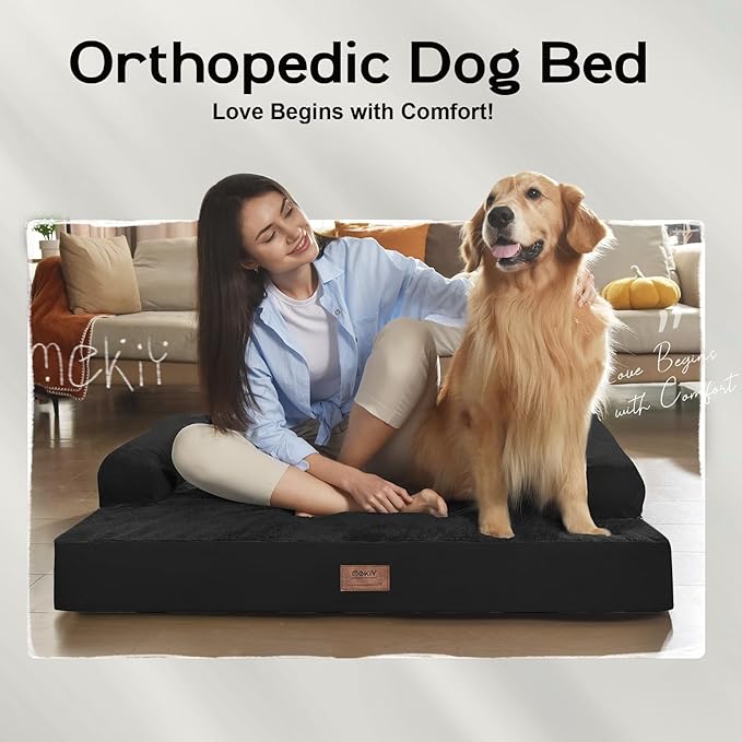 Orthopedic Bolster Dog Bed for Large Dogs – Memory Foam Cushion, Calming - Image 7