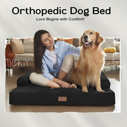 Orthopedic Bolster Dog Bed for Large Dogs – Memory Foam Cushion, Calming - Image 7