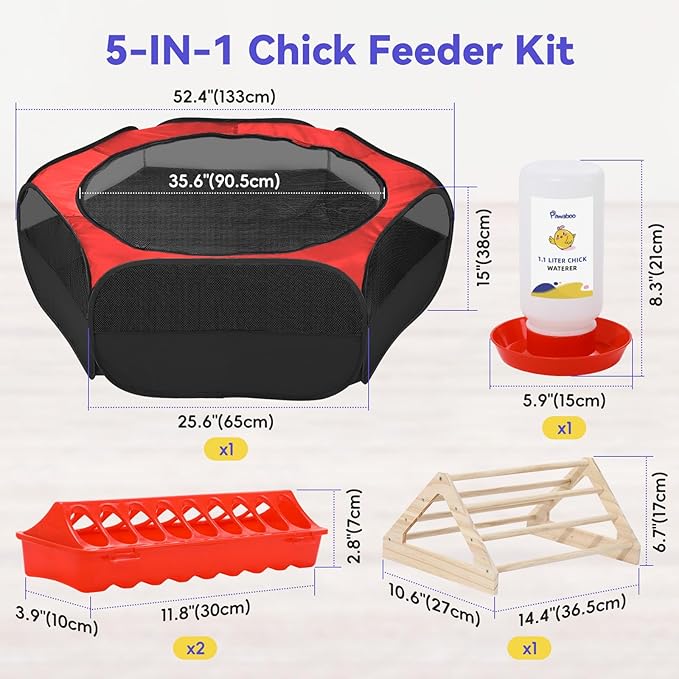 Pawaboo Chick Brooder Box for Chick Starter Kit, Brooder Pen/Chicken Supplies - Image 6