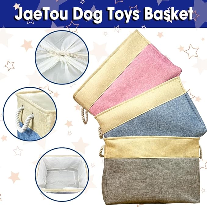 Custom Dog Name Photo Dog Toys Storage Basket - Image 3