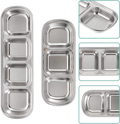 Ipetboom Compartment Pet Tray Food Bowls: 8pcs Stainless Steel Cat Bowl Divided - Image 7