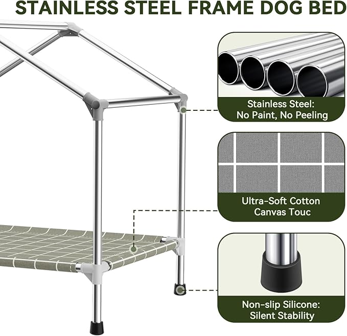 Elevated Dog House for Medium Dogs, Weather-Resistant Stainless Steel Frame & - Image 3