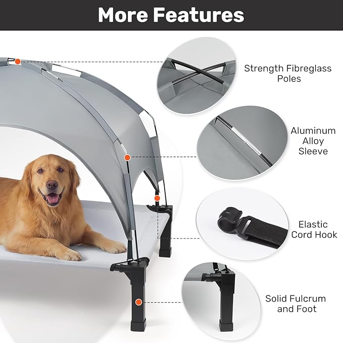 Heeyoo Elevated Dog Bed with Removable Canopy, Portable Dog Cot with Sun - Image 5
