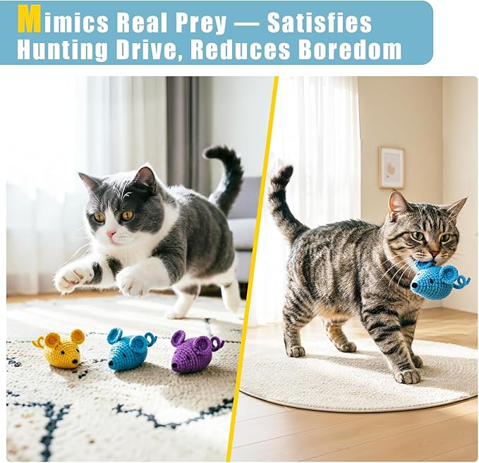 Retro Shaw Catnip Toys Crochet Mice Cat Toys, Stuffed - Image 5