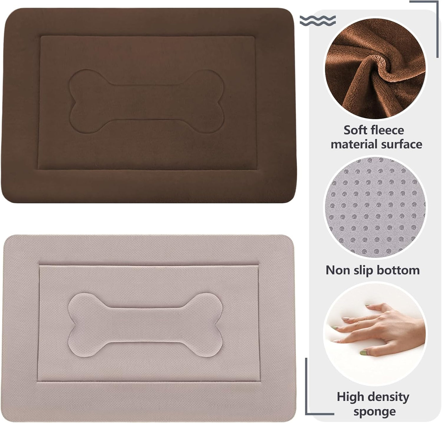 JoicyCo Extra Large Dog Bed Soft Dog Crate Pad Mat, 48 in Non-Slip Bottom Washable Dog Sleeping Mattress Pet Beds Cat Bed Kennel Pad, Dark Brown