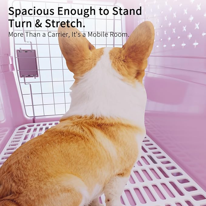RIZZARI Pets Spree Hard-Sided Pink Pet Carrier, Portable Crate - Image 7