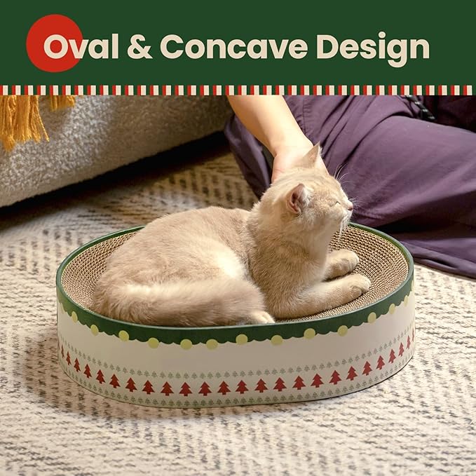 Conlun Cat Scratcher Bed, 2 in 1 Oval Cat Scratching Board - Image 8