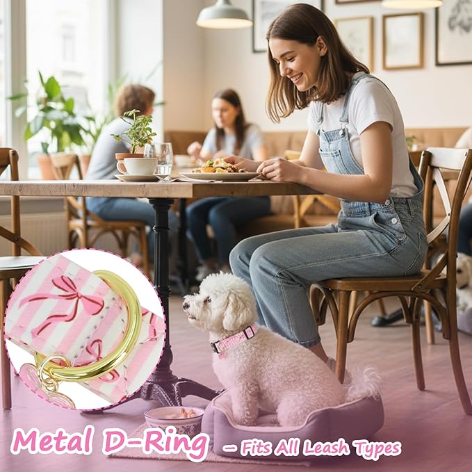 Dog Collar with Bows Patterns, Spring Summer Collection Pink Dog Collar with - Image 5