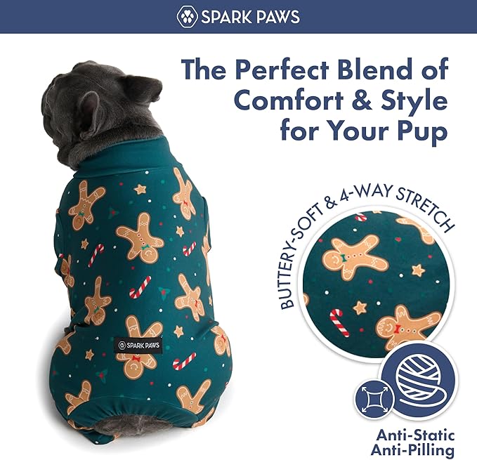 Spark Paws Dog Christmas Pajama, Dog Recovery Suit Male, Ultra-Soft and 4-Way - Image 3