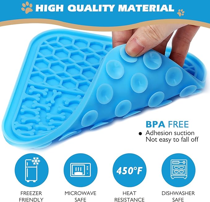 2 Pack Lick Mat for Dogs and Cats, Dog Slow Feeder Dowl Mat for Bathing - Image 4