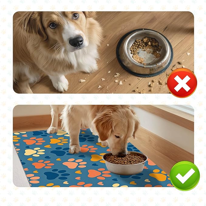 HOMETITUTE Cute Pet Feeding Mat Dog Feeding Mats Non-Slip Absorbent Dog Bowl - Image 7