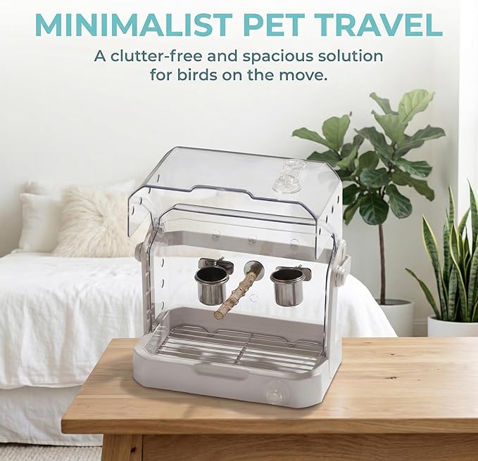 Bird Travel Cage, 10×6.7×8.3 Inches Waterproof & Sturdy Pet Carrier - Image 6
