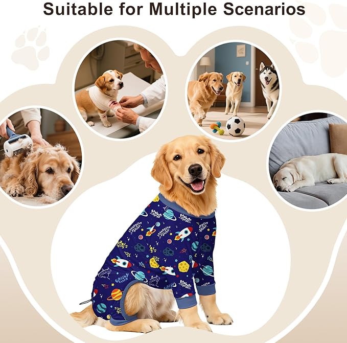 Bienbee Dog Pajamas, 4 Pack Dog Recovery Suit Shedding Suit Cute Soft Puppy - Image 7