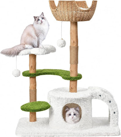 Easyego Modern Cat Tree, 45.6" Aesthetic Wood Cat Tree Tower by Easyego