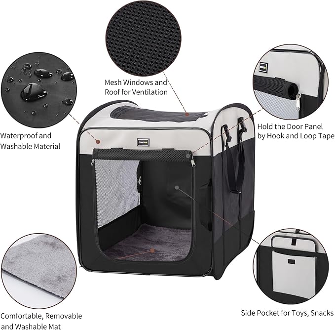 DONORO Dog Kennels and Crates for Medium Dogs, Portable Pop Up Indoor Pet Cage - Image 2