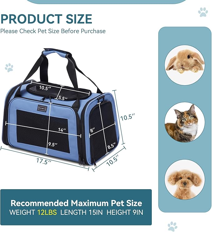PETSFIT Pet Carrier, Dog Carrier Airline Approved, Collapsible Soft Sided TSA - Image 5