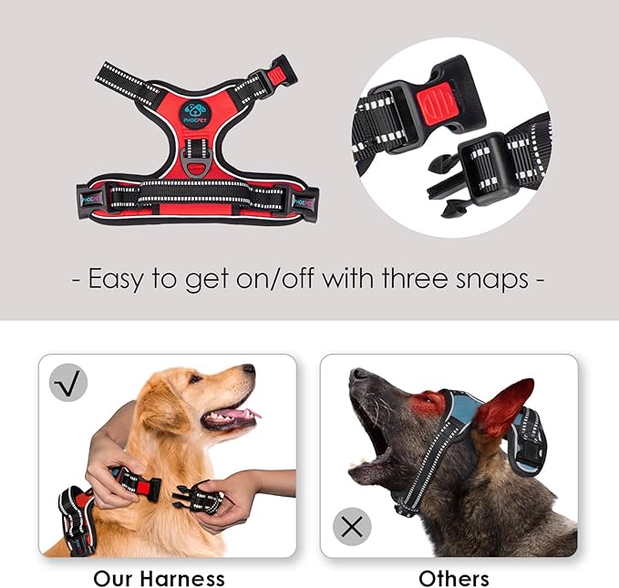 PHOEPET Reflective Dog Harness Large Breed Adjustable No Pull Vest - Image 3